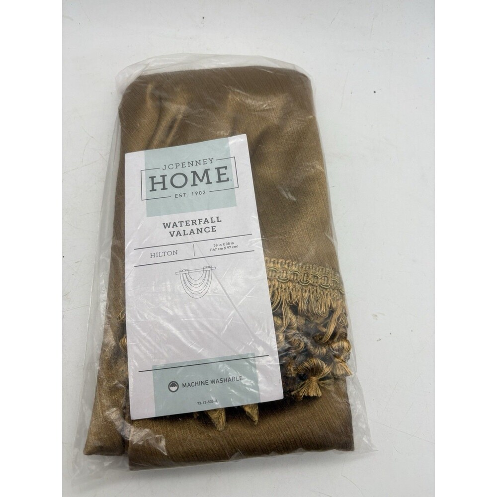 JCPenney Home Waterfall Valance 58x38 Topaz Gold Tassel Curtain NEW